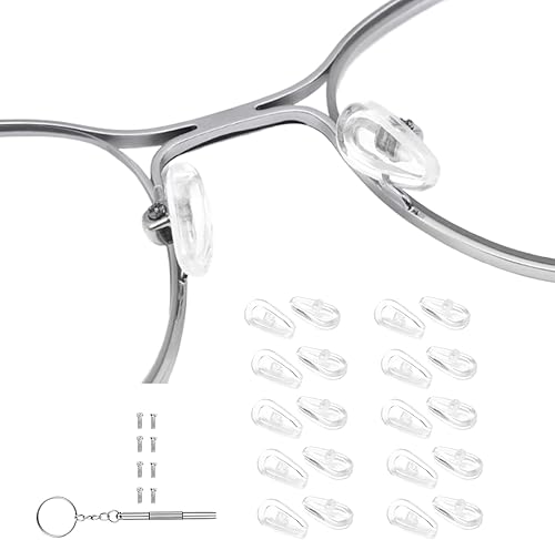 Miniatura 1 de 10 pares de almohadillas de nariz roscadas en forma de lágrima, almohadillas de silicona antideslizantes para la nariz para lentes, transparentes