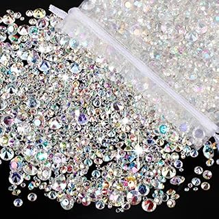 Scatter Crystals, 4000 Pcs Wedding Table Decorative Crystals, Acrylic Diamonds for Crafts, Colorless Sparkle Rhinestones for Table Decoration, Vase Filler, Confetti (3mm, 6mm, 10mm) (Ab Color)