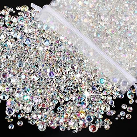 Scatter Crystals, 4000 Pcs Wedding Table Decorative Crystals, Acrylic Diamonds for Crafts, Colorless Sparkle Rhinestones for Table Decoration, Vase Filler, Confetti (3mm, 6mm, 10mm) (Ab Color) Cover
