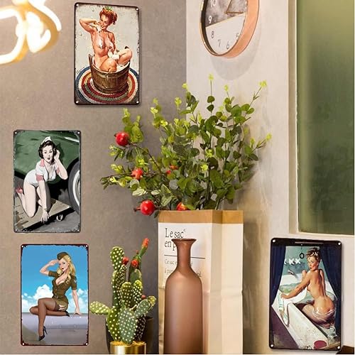 Miniatura 6 de Placa de póster con texto en inglés "Pinup Girl" de estilo vintage para mujer, estilo vintage, para el hogar, bar, club, baño, hombre, cueva,