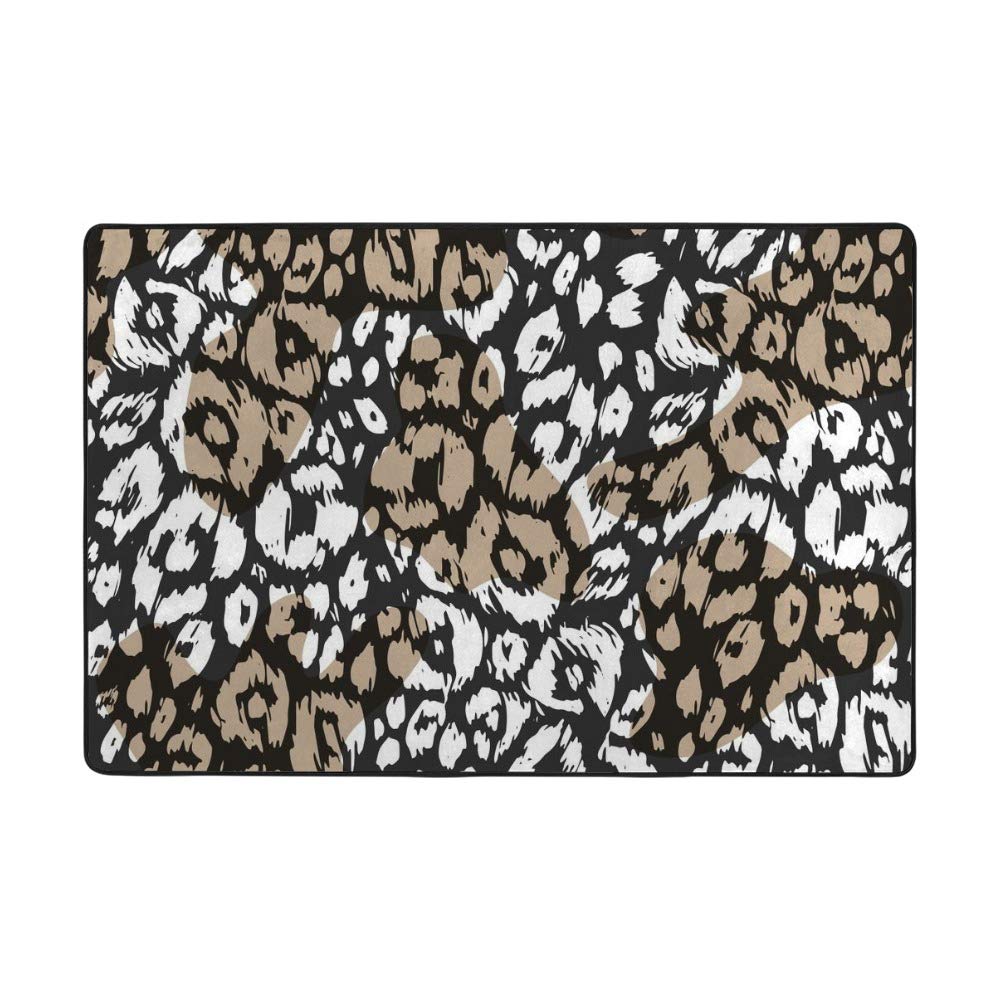 Tapis de salon en velours corail motif léopard grand tapis polyester coton