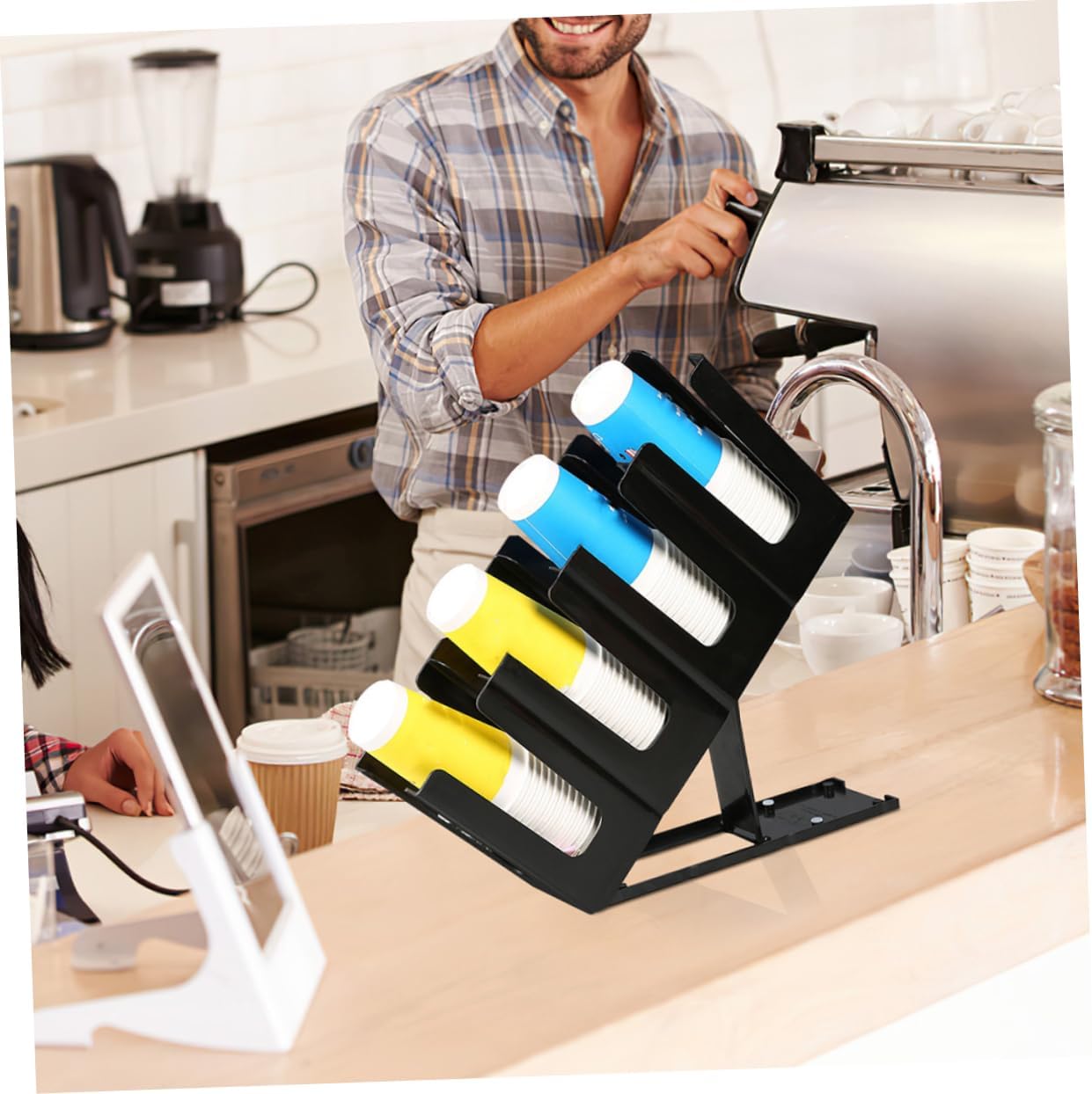 Cabilock Coffee Cup Holder Organizer Rack Folding Cup Dispenser for Home Cafe Bar Counter and Tea Shop Stylish Storage