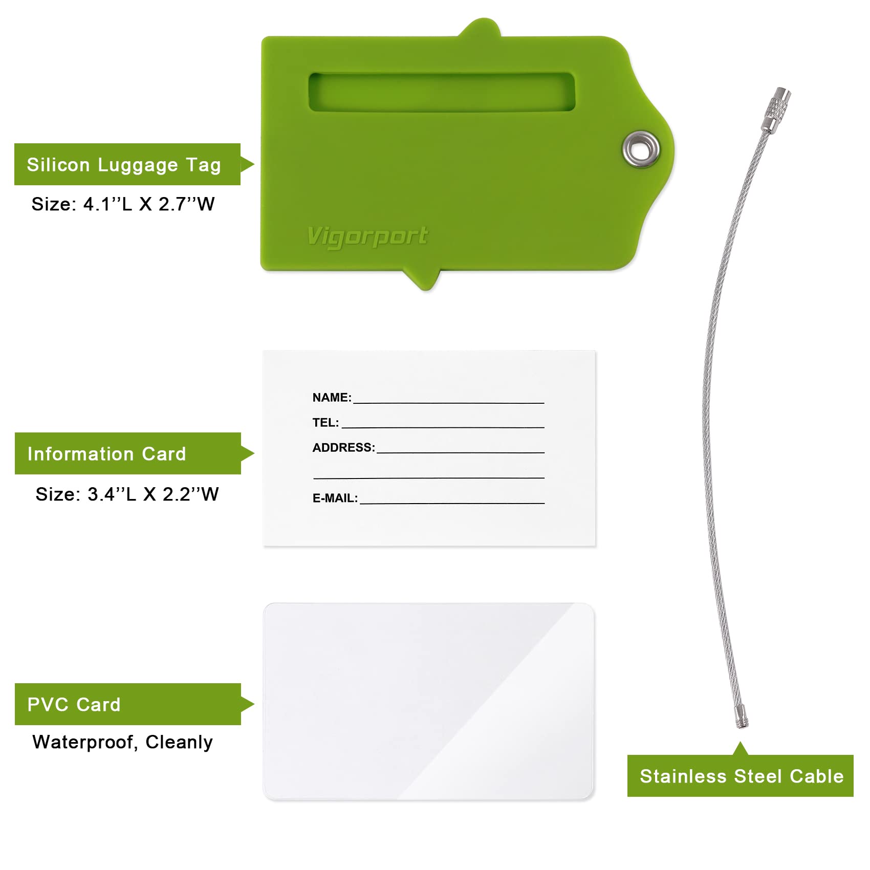 Vigorport Gepäckanhänger 3er Set - Silikon Namensschilder Für Koffer Mit Datenschutz