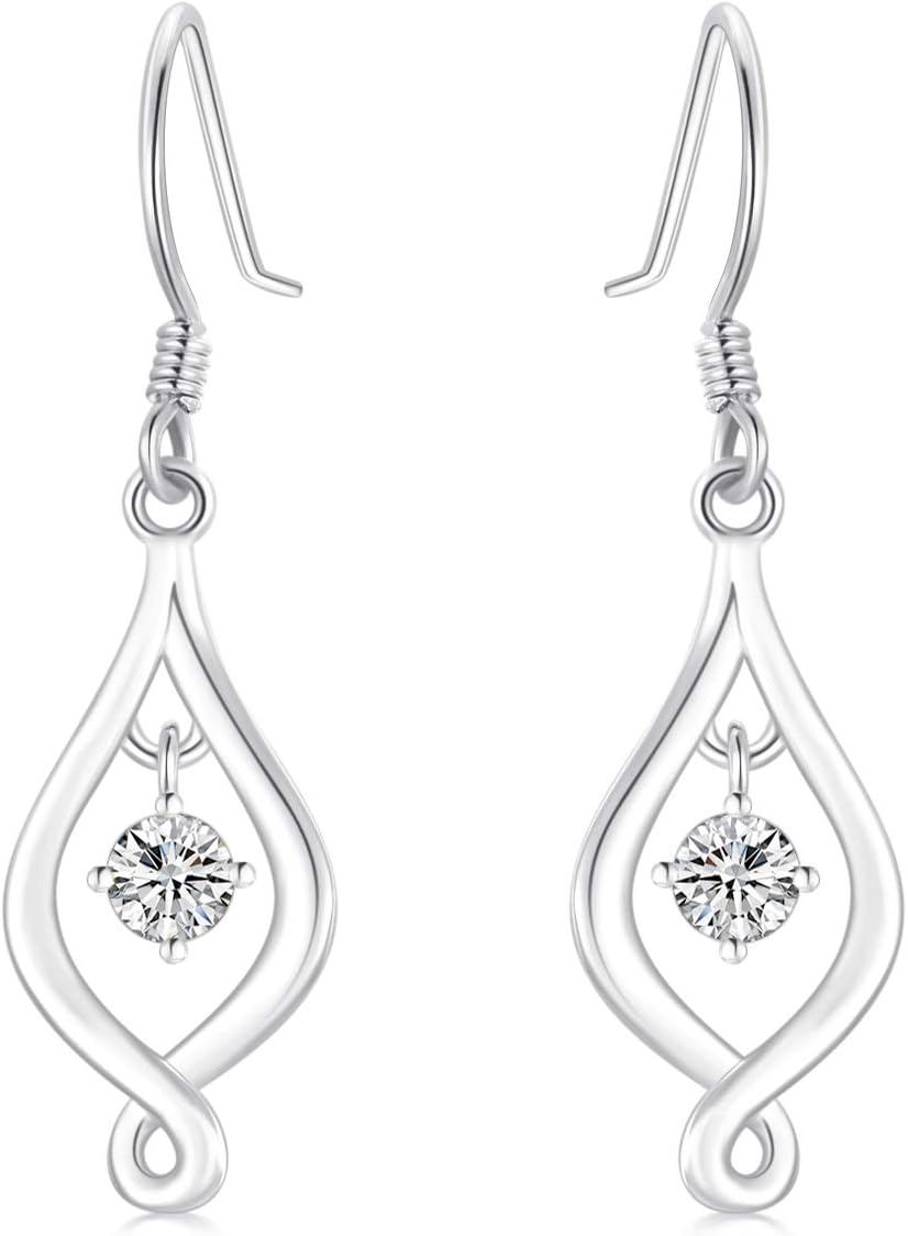 SISGEM 14K Solid Gold Small Infinity Drop Earrings Dangles for Women,Yellow/White Gold Moissanite Infinite Love Dangle Earrings Christmas Birthday Gifts for Wife Daughter Girlfriend