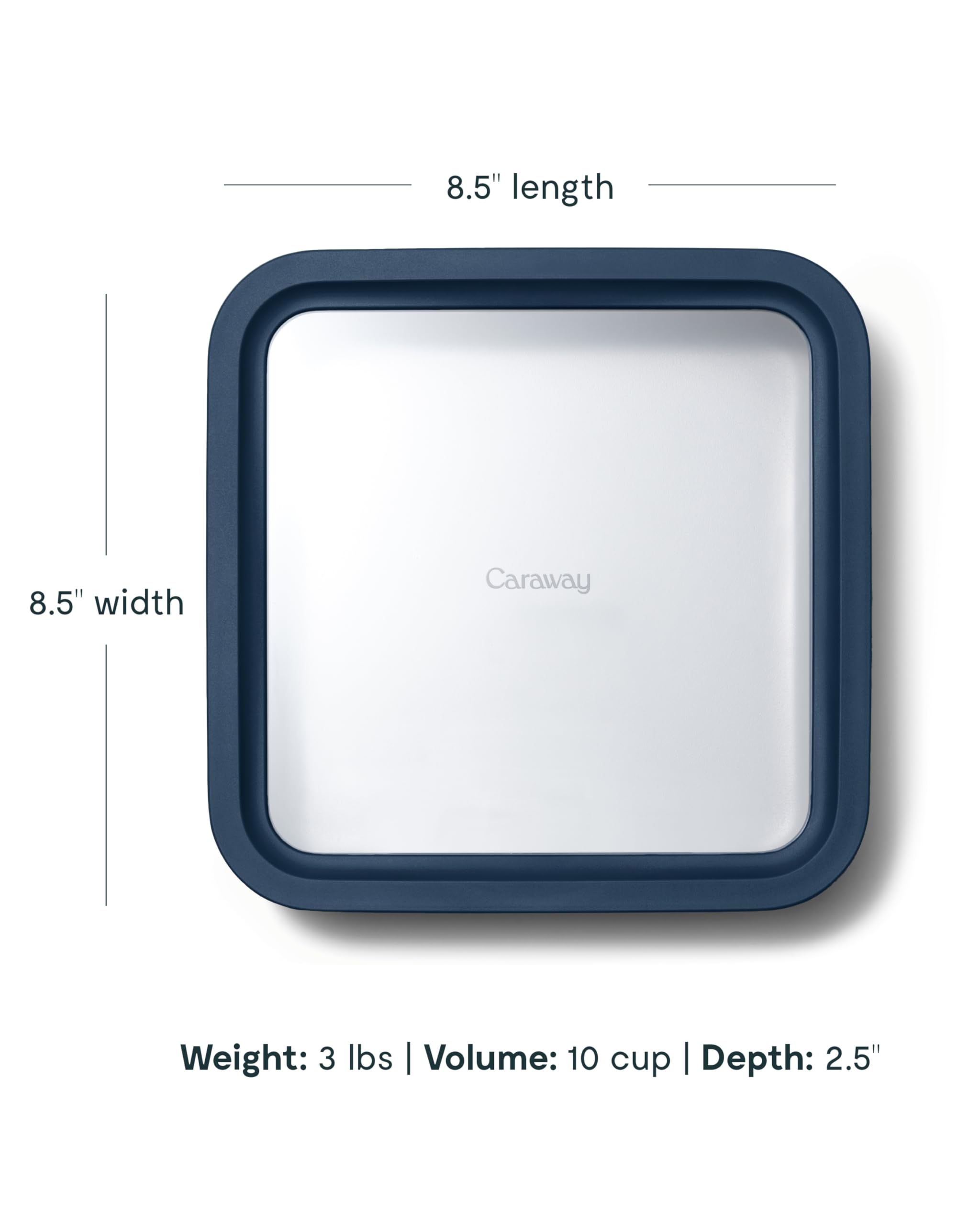 Amazon.com: Caraway Glass Food Storage - 10 Cup Glass Container - Ceramic  Coated Food Container - Non Stick Lunch Box with Lids - Dishwasher, Oven, &  Microwave Safe - Square Shape - Navy : Home & Kitchen