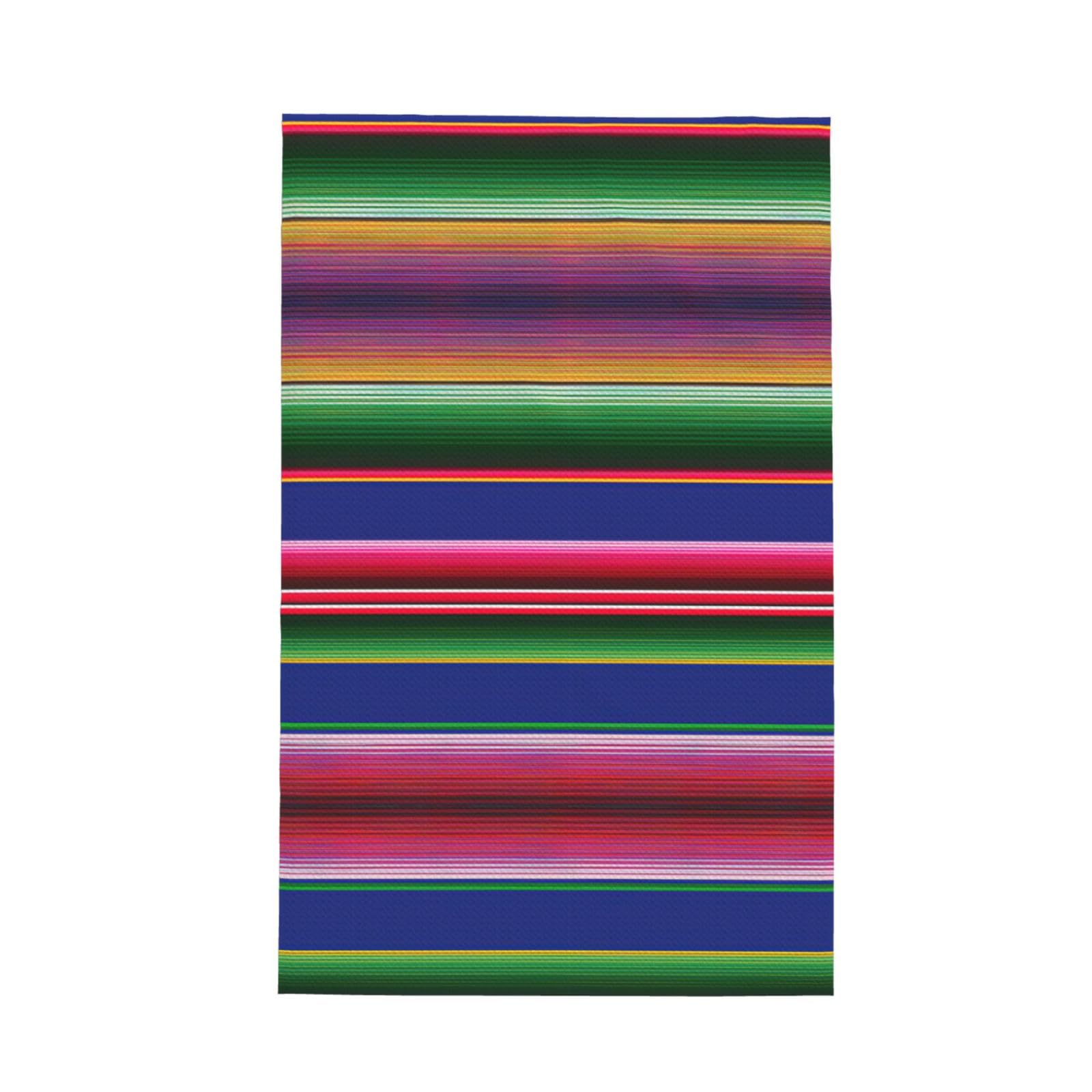 Xxahnbm Black Colorful Mexican Stripes Print Waffle Kitchen Towel,Absorbent Hand Towel