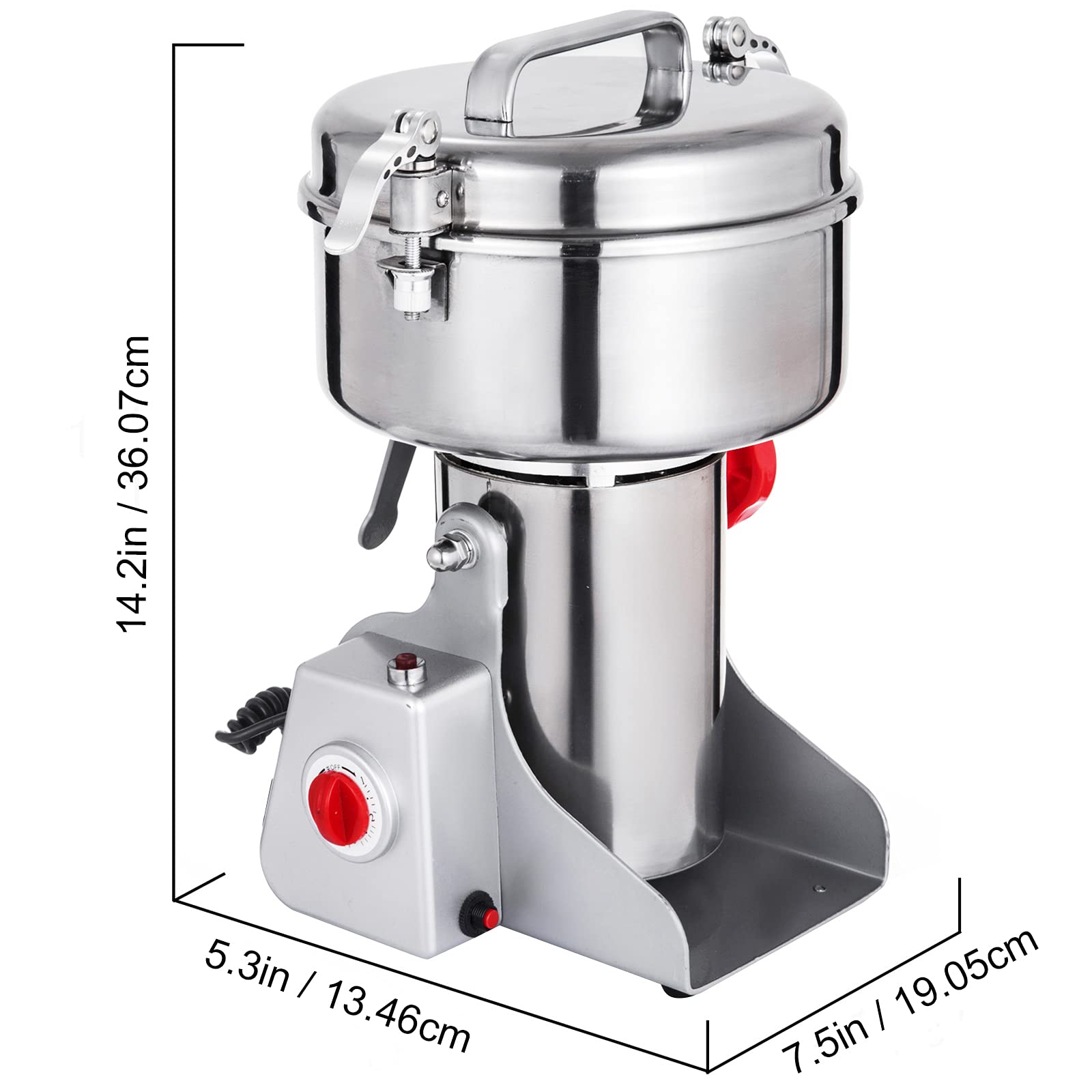 SucceBuy 1000g Moulin à Grain Céréale Électrique 2800W 25000r / Min Moulin Graines de Lin Broyeur Muscade Noix en INOX Moudre Herbes Plantes Médicinales Epices Céréales et Haricots 1000g