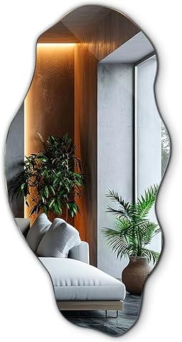 Tulup Espejo 50x100 cm Grande Moderno Irregular Orgánico Asimétrico Mancha para Baño Sala Vertical