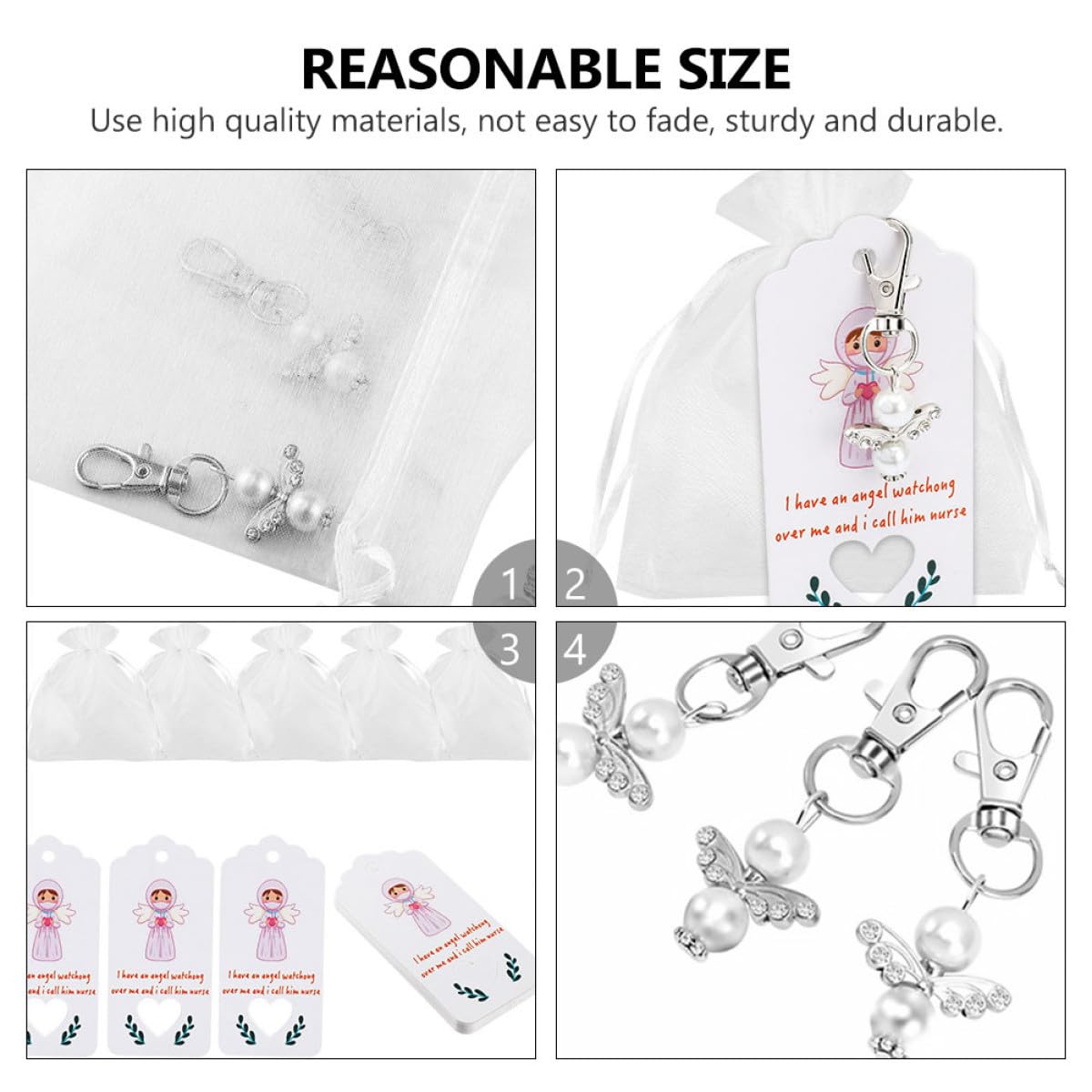 ABOOFAN 60sets Portachiavi Angelici Con Sacchetti Per Medici Regali Per La Giornata Del Medico Accessori Decorativi Per Borse Pratici e Leggeri Per Eventi Speciali e Feste