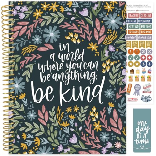 bloom daily planners 2026 Planner (January to December) - 8.5” x 11” Weekly & Monthly Dated Agenda Organizer Book with Stickers & Tabs - Flexible Soft Cover - Be Kind