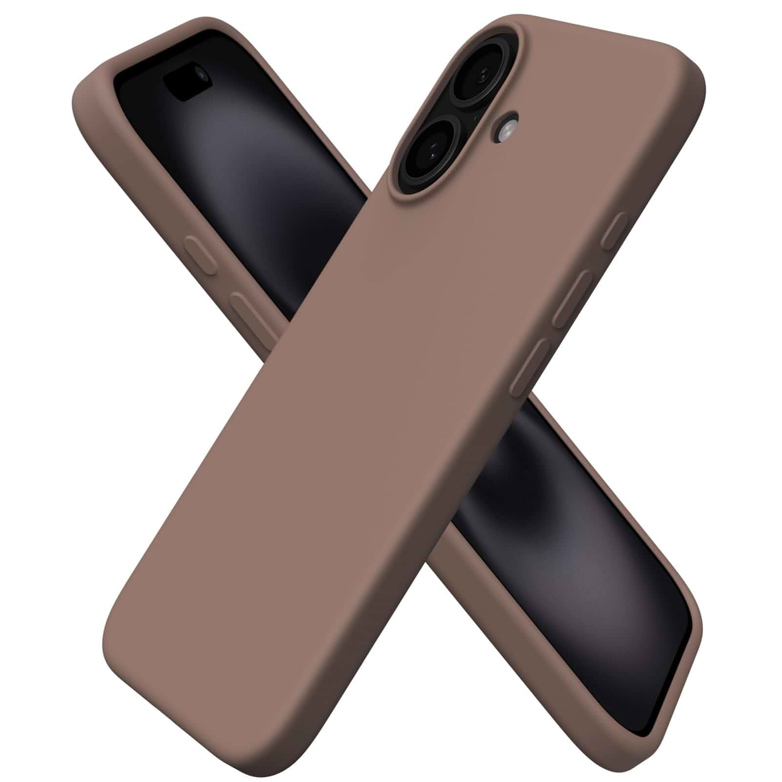 ORNARTO for iPhone 16 Case 6.1", Slim Liquid Silicone,Light Brown Silky-Soft Touch, Shockproof Protection, Anti-Fingerprint Finish, Lightweight Design, Microfiber Lining, Responsive Buttons