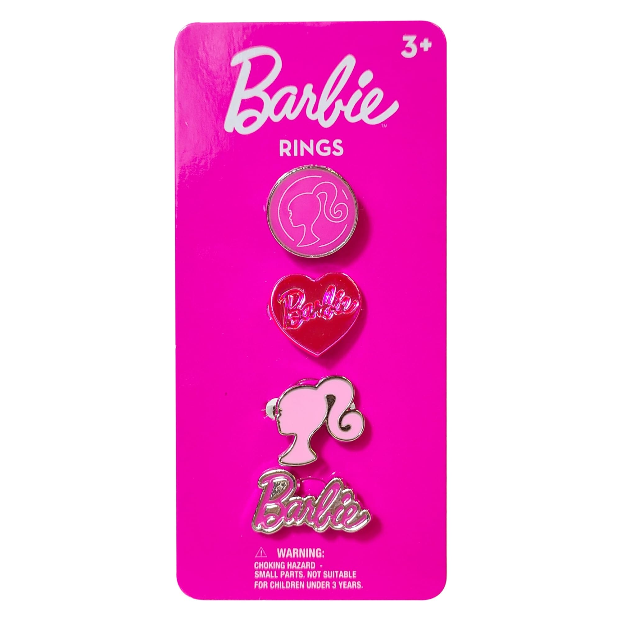 LUV HER Barbie Jewelry: 4-Piece Adjustable Rings for Girls (Barbie Rings with Metal Charm) Perfect Gifts For 6-Year-Old Girl Jewelry Kid for girls Accessories Ages 4+