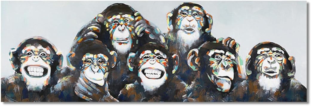 Amazon Co Jp 面白い猿の抽象芸術の絵画ポスターと版画壁アートキャンバスの写真リビングルームのためのモダンな動物の家の装飾70x210cm 28xin フレームなし ホーム キッチン