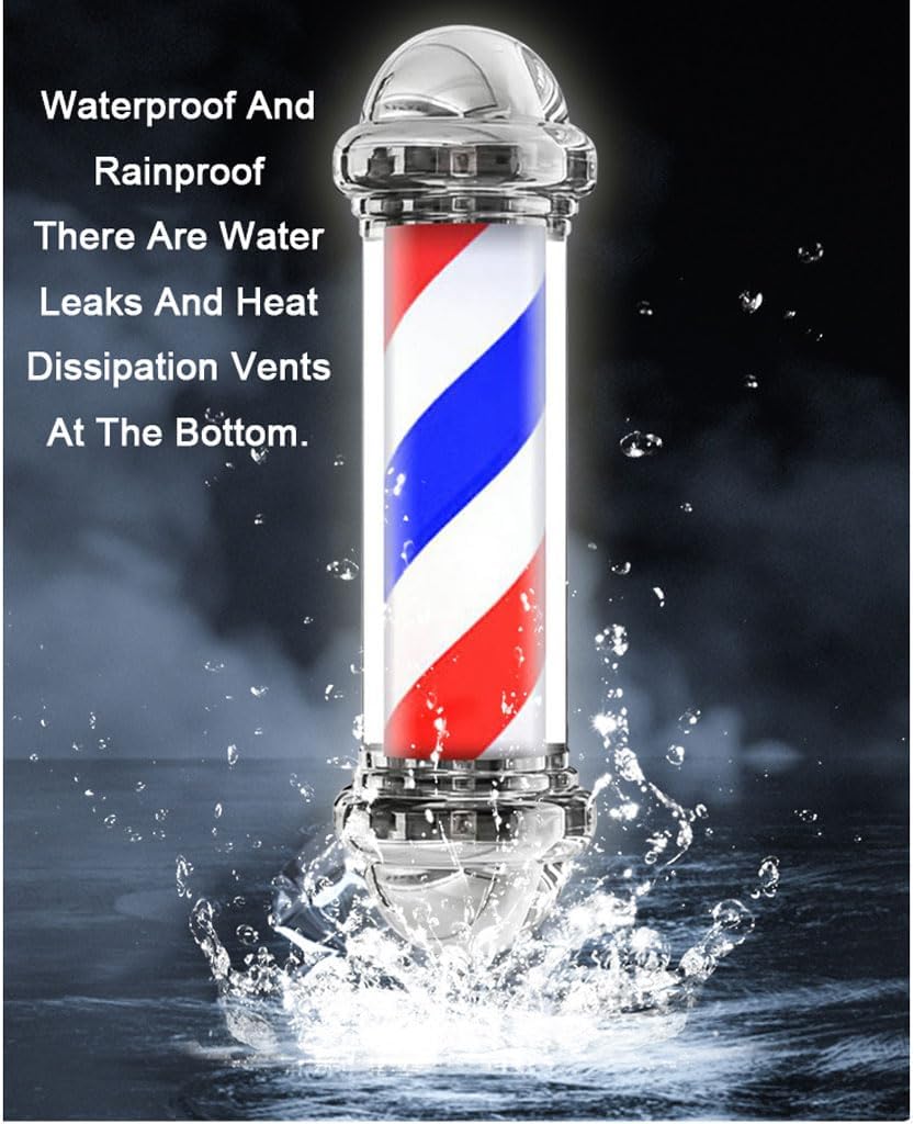 19.6''/27.5'' Barber Pole Rotating LED Light Outdoor Revolving Hair Salon Open Sign IP54 Waterproof Wall Mount Lamp 110V-240V 15W LED Strips (Purple 70cm)