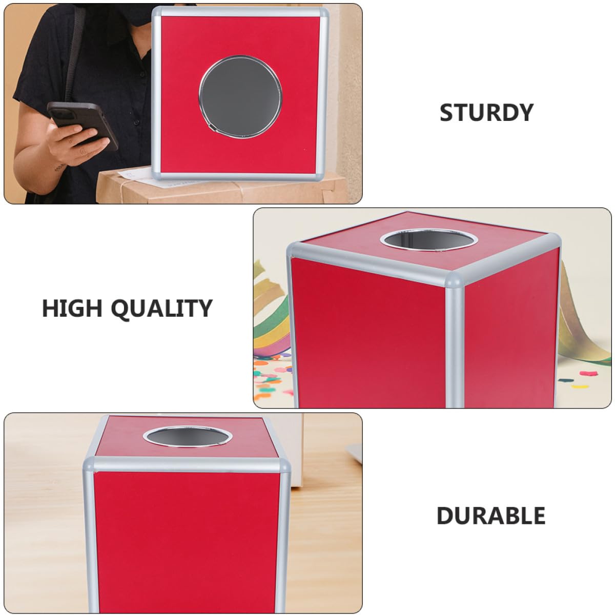 1stück Aluminium losbox mit Schlitz Transparente Spielkiste aus Aluminiumlegierung Robuste Aufbewahrungsbox für Tombola und Sichere Ticketaufbewahrung Farblich Zufällige Farbe