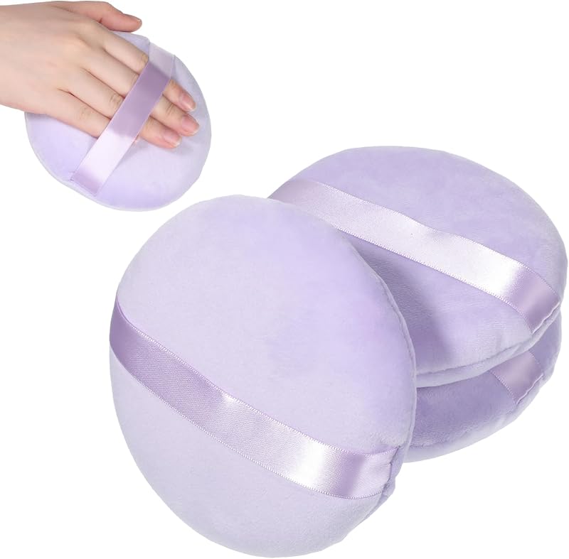 3 PCS Makeup Puff 5 Inch Large Loose Body Makeup Sponge Soft Velour Washable Reusable Sponge Big Fluffy Sponge for Wet Dry Makeup Face Bodys Beauty Make up-Tool