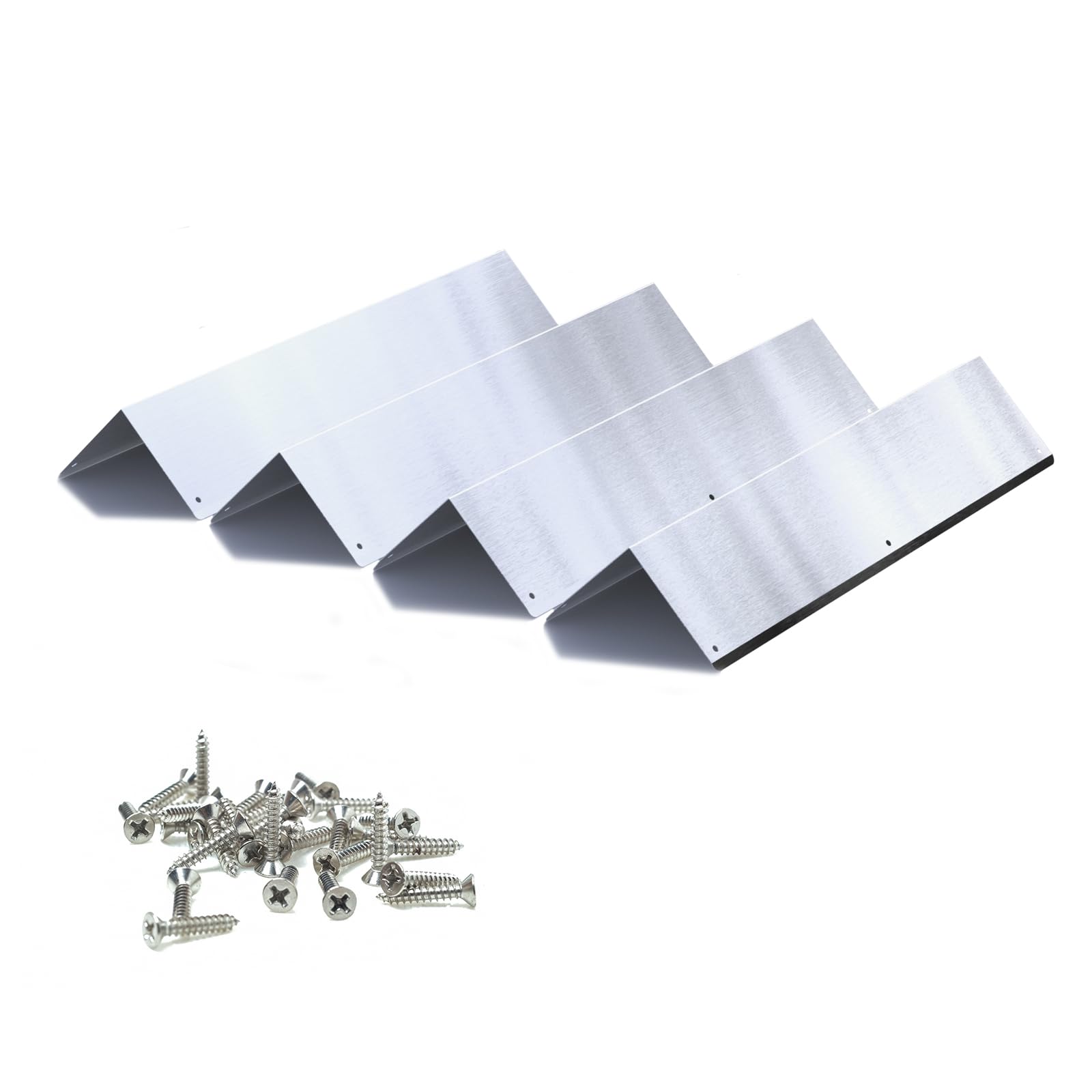 Pre-drilled Stainless Steel Wall Corner Guards 3.4x15.8 inch, Pack of 4 L Metal Wall Corner Protectors 304 Steel Corner Trim with 90° Angle Weed Whacking Protection for Outside Exterior Wall Repair