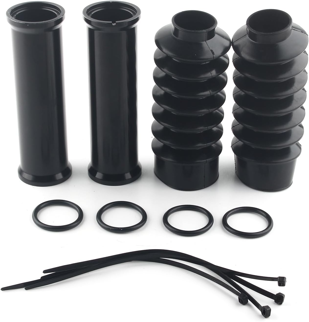 Front Fork Cover Shock Absorber Fork Pipe Cover Gaiters Boots Shock Dust Caps Compatible with Harley Sportster XL 883 XL1200 FXD (No-Hole Style)