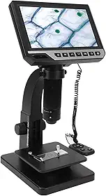 Microscópio Digital de 12 MP Com Tela LCD de 7 Polegadas | Lente Dupla de 500X 2000X para Placa de Circuito de Moeda e Observação de Célula Biológica