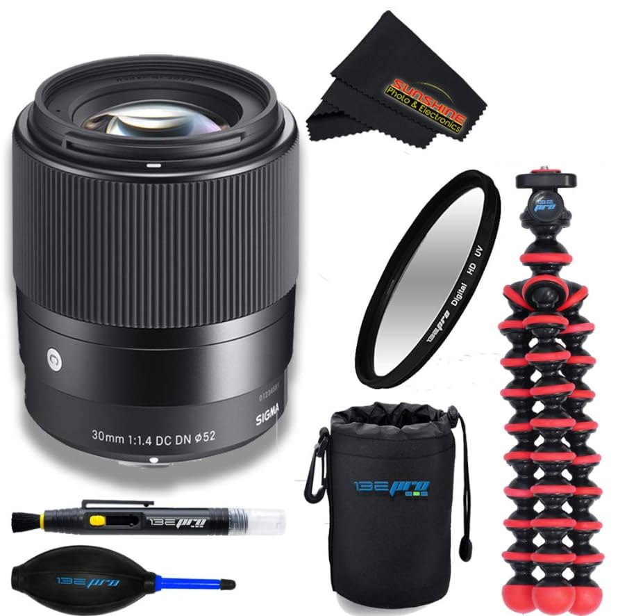 Image of Sigma 30mm f1.4 Contemporary DC DN Lens for Sony E with Sunshine Photo Essential Bundle