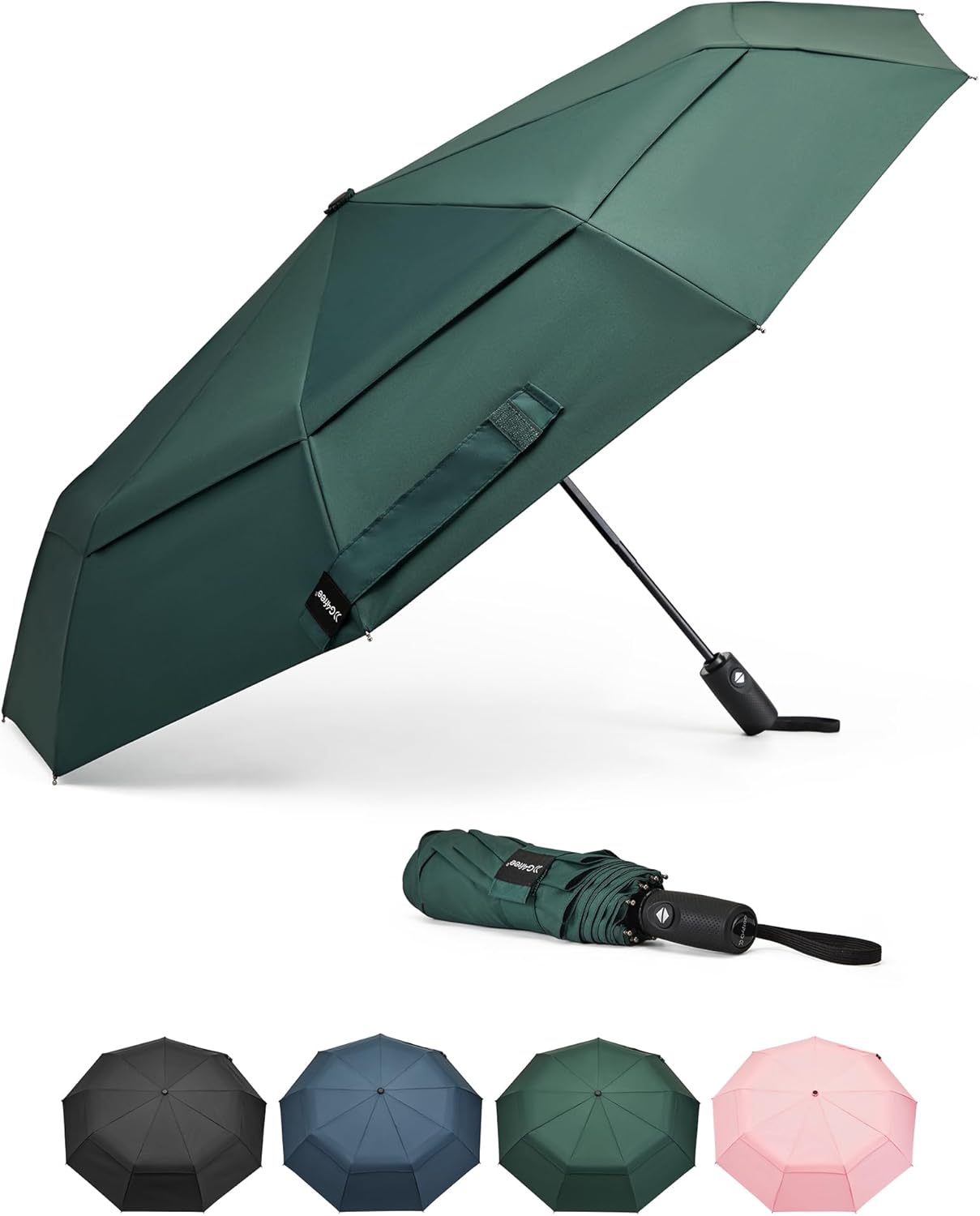 G4Free Strong Windproof Travel Umbrella 42 Inch Compact Umbrellas for Rain & Sun with Double Canopy Automatic Portable Durable