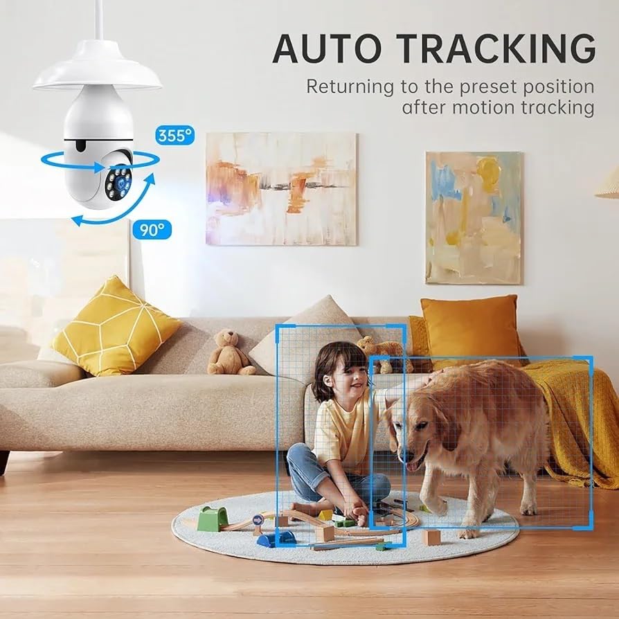 Image of Light Bulb Wireless IP WiFi 360 Camera | 1080p WiFi Panoramic Mini Lamp IR CCTV | Home Security Light Bulb Wireless Camera for Use in Home, Office & Shops