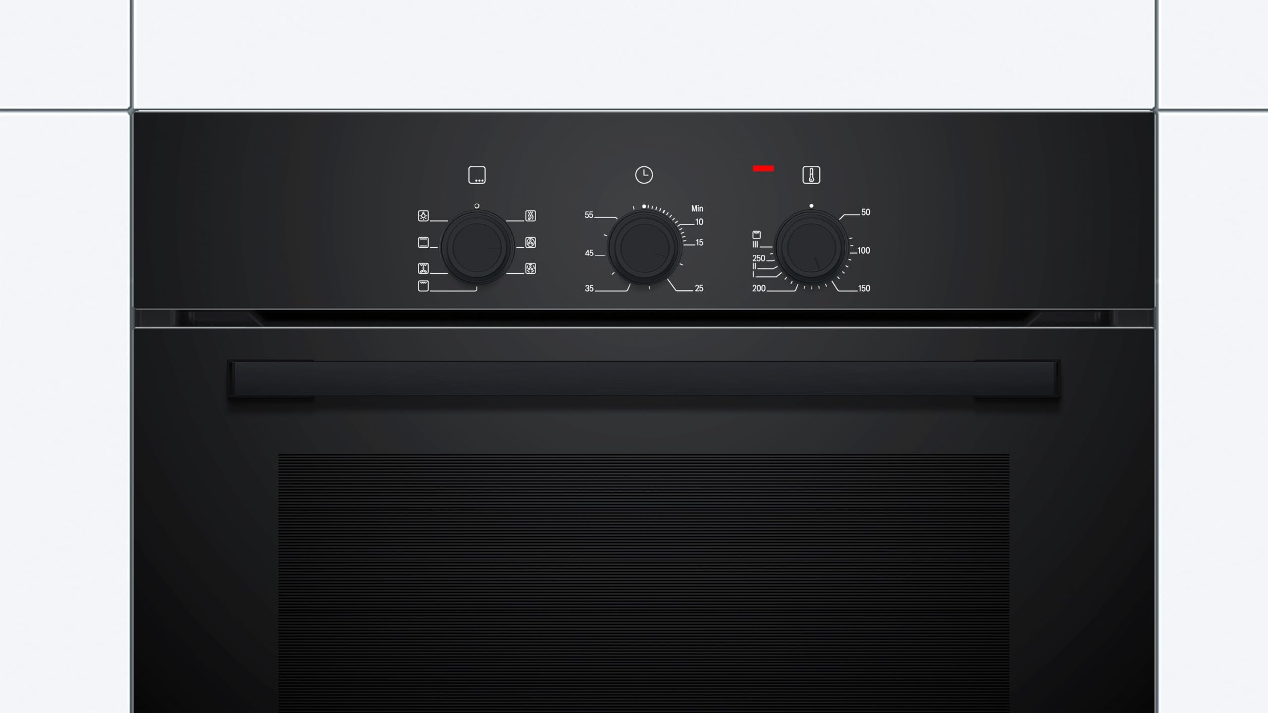 Bosch HBF011BA2 Serie 2, Einbau-Backofen, 3D Heißluft: Gleichmäßiges Garen bis zu 3 Stufen, 3 Griffe, schwarz, 60 x 60 cm
