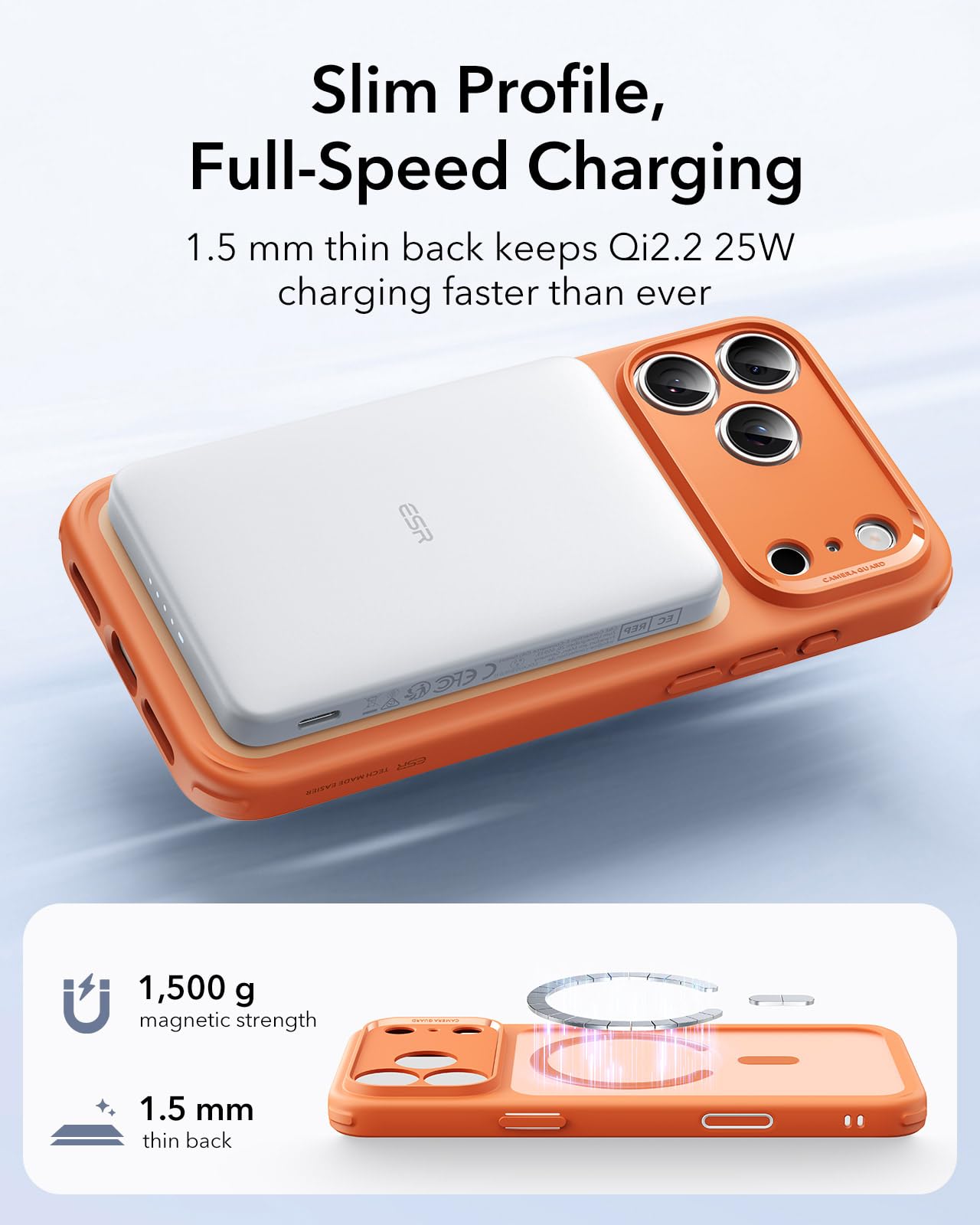 ESR Cover per iPhone 17 Pro, Custodia per controllo della fotocamera, Compatibile con MagSafe, Protezione antiurto di livello militare, Angoli Air Guard ammortizzanti, Arancia