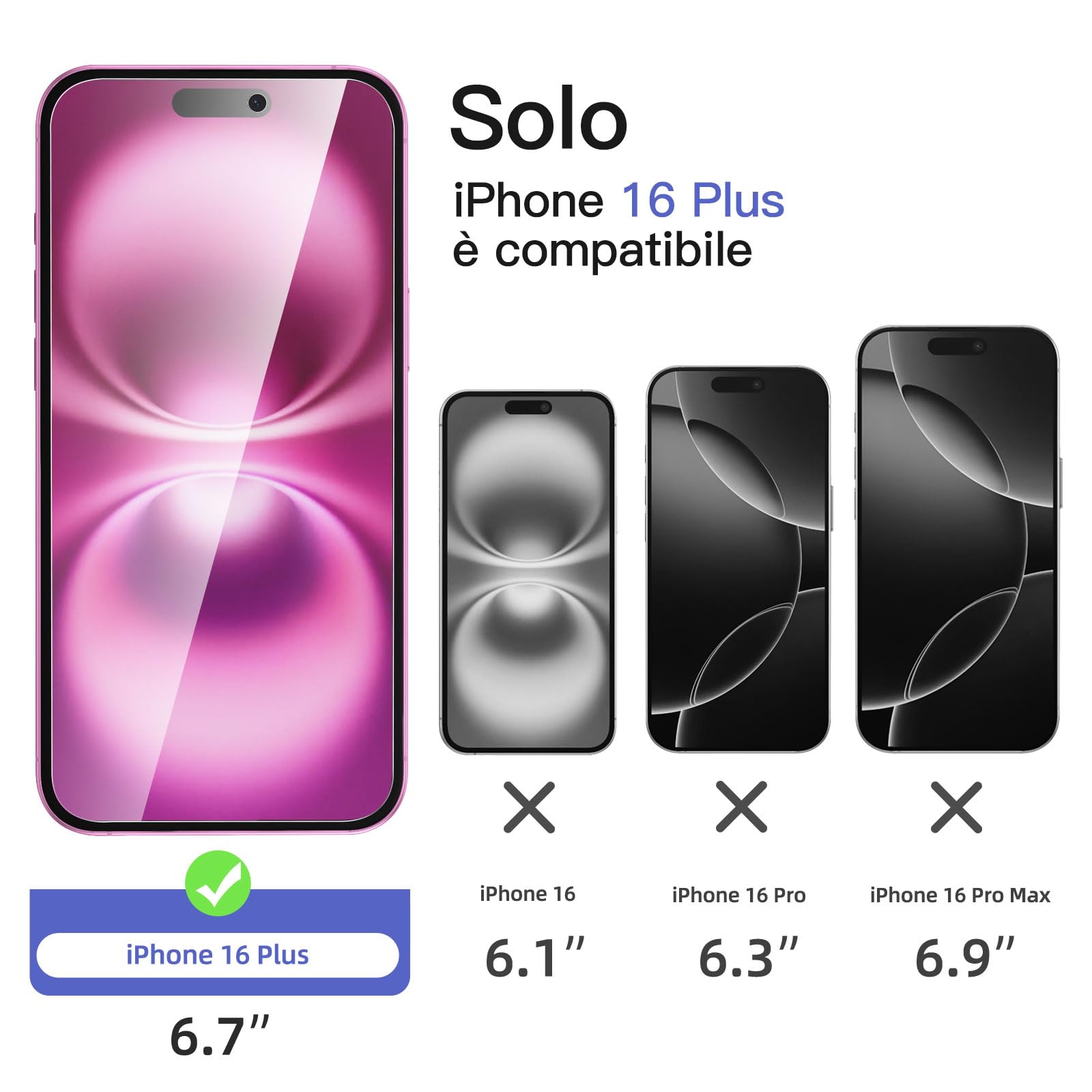 NEW'C 2x Pellicola Protettiva Privacy per iPhone 16 Plus (6,7 Pollici) e 2x Pellicola Vetro Protettiva Fotocamera Posteriore-Strumento di installazione semplice incluso-Angolo di privacy di 28 gradi