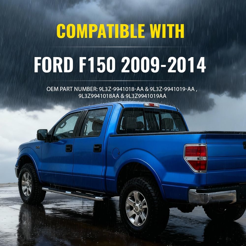 LQI Tailgate Protector Molding Trim Pad, Compatible with Ford F150 2009-2014, Flex Step Side Tailgate Molding End Cap Covers Black Right & Left Side 9L3Z9941019AA 9L3Z9941018AA