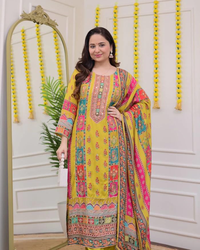 Image of Viscose Muslin womens kurta set with dupatta /womens kurta set with dupatta