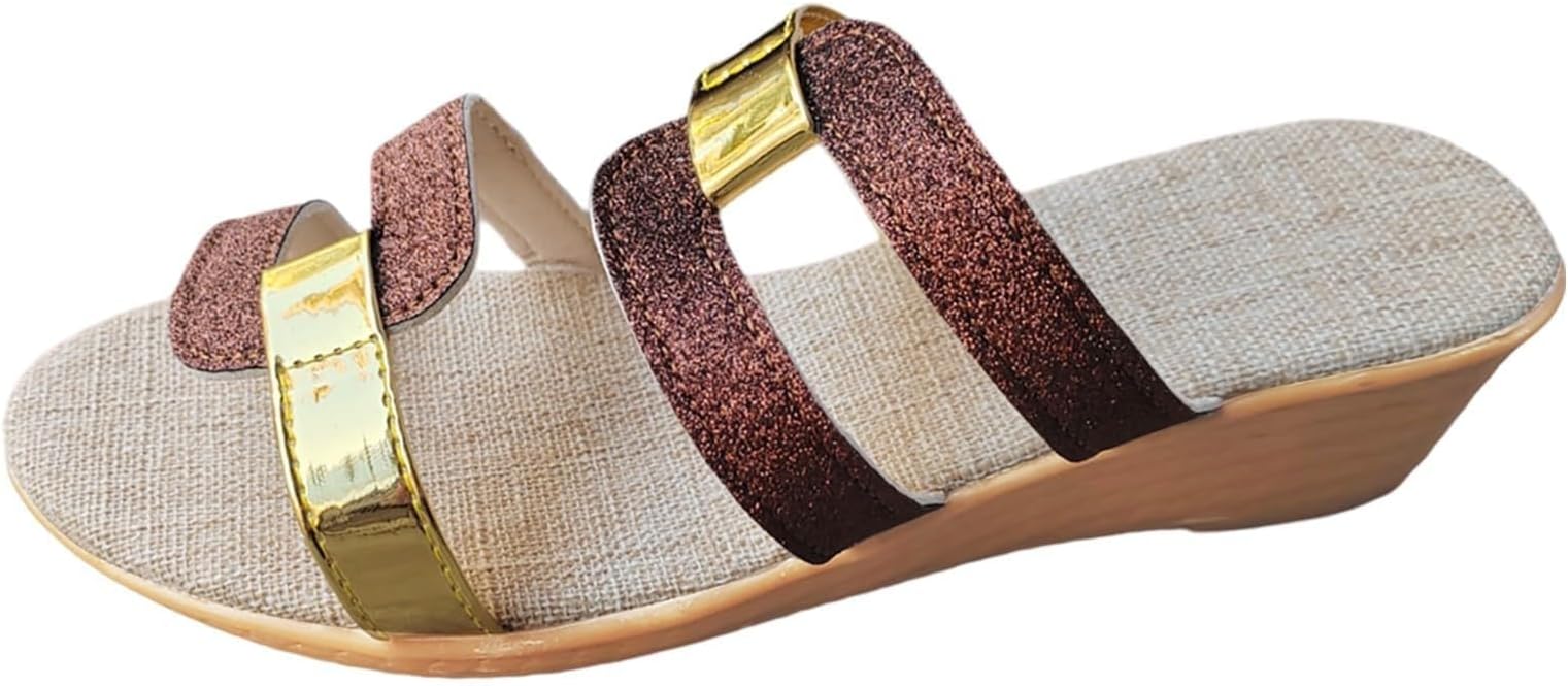 Women's Platform Sandals Trendy Fish Mouth Espadrille Wedge Sandals Lightweight Casual Open Toe Ankle Strap Slip On Slippers Comfortable Cutout Non Slip Vacation Beach Shoes