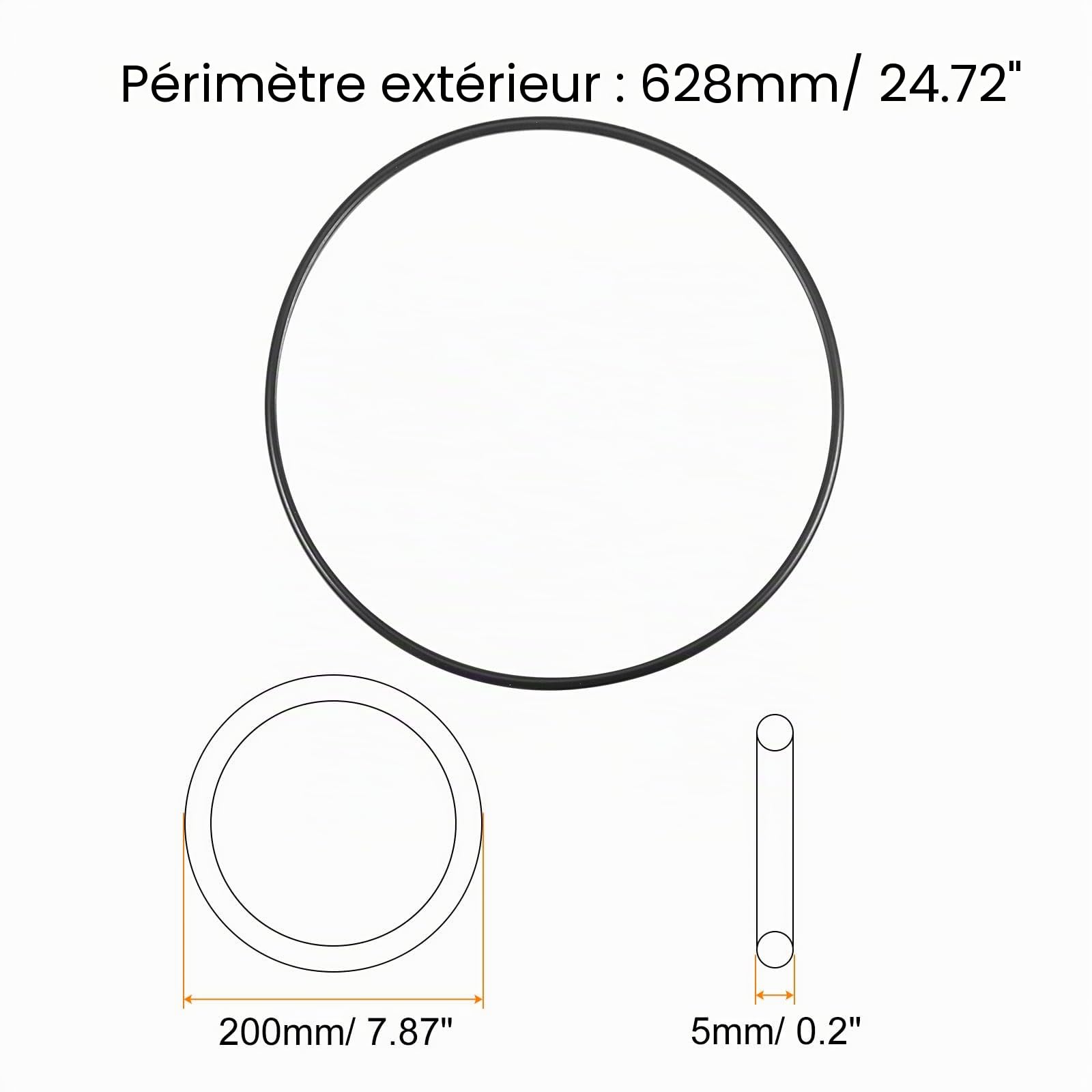 QUARKZMAN 5pcs Caoutchouc O-Anneau Nitrile 200 mm OD 5 mm Largeur Étanchéité Rondelle Joint pour Couture Machine Moteur Joint Réparation