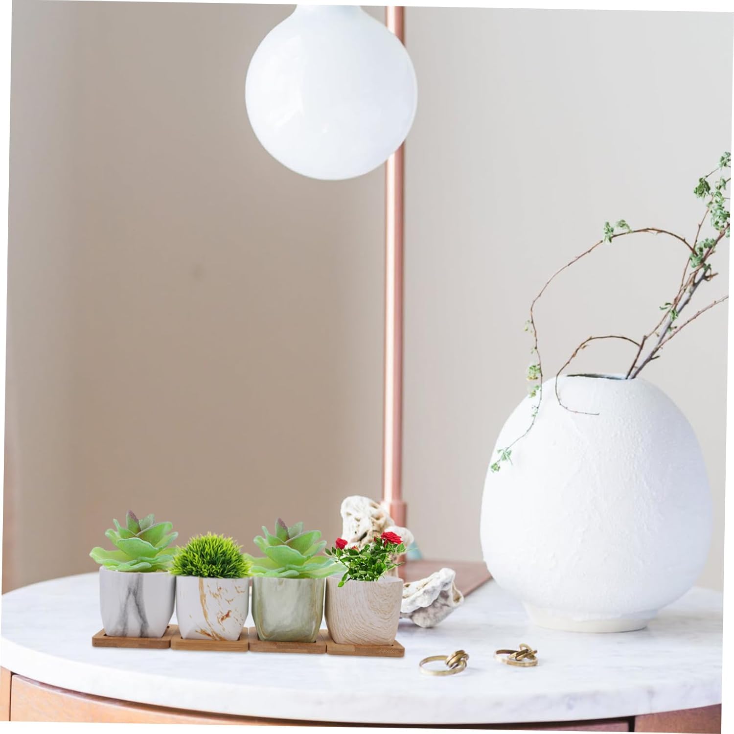 BESPORTBLE 4 Sets Ceramic Flowerpot Flower Pots Indoor Plant Pots Garden Flowerpots Windowsill Flowerpot Ceramic Succulents Pots Desktop Flowerpots Garden Flower Pot Cactus Delicate Bamboo