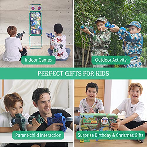 Welltin Shooting Game Toy For Ages 5 6 7 8+, 2Pk Air Powered Toy Guns 2Pk Blaster Guns With Shooting Target For Nerf, Boys And Girls, Indoor&Outdoor, Ideal Birthday Toys Halloween Christmas Xmas Gifts #TOP7