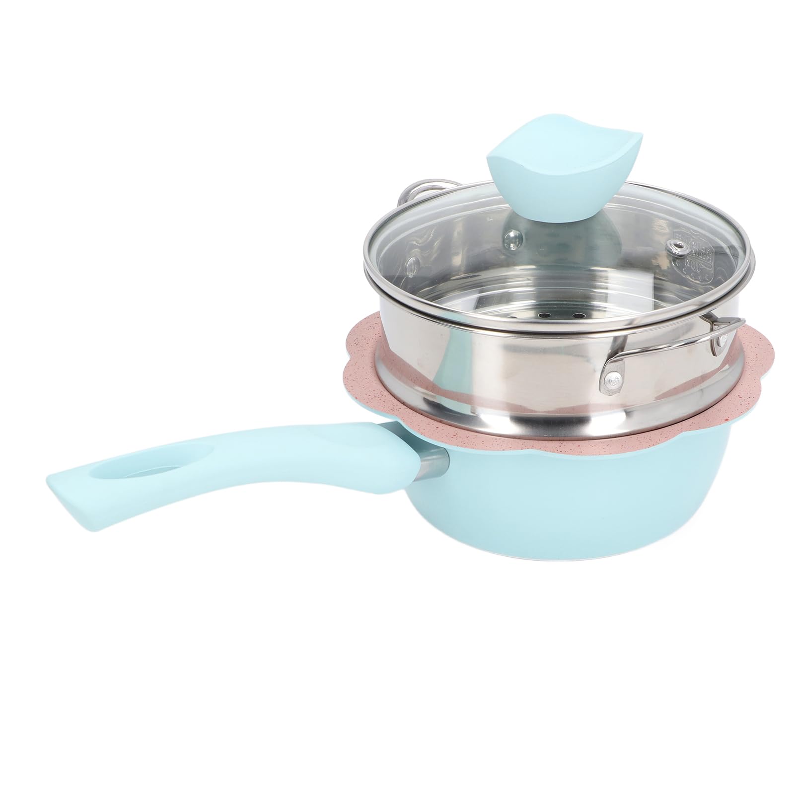 RIZGHWOY Piccola Casseruola Antiaderente con Cestello per Cottura a Vapore per Alimenti per Bambini, Distribuzione Uniforme del Calore - Lega di Alluminio [1 Set X Casseruola] (Stile 2)