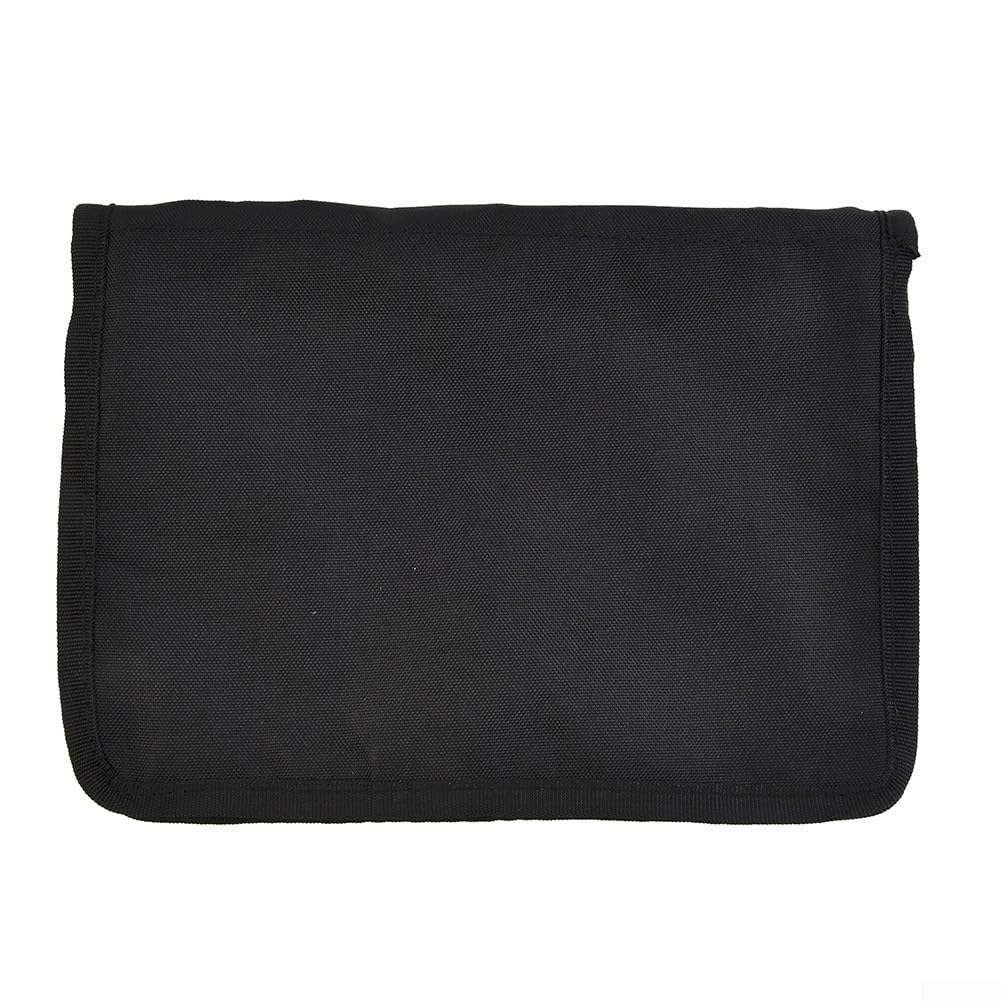 Car Glove Box Organizer Storage Folder with Multi Pockets, Zippered Compartment and Elastic Loop for Documents, Manuals, Pens, Tire Gauge, Made from 600D Ox Cloth, Black