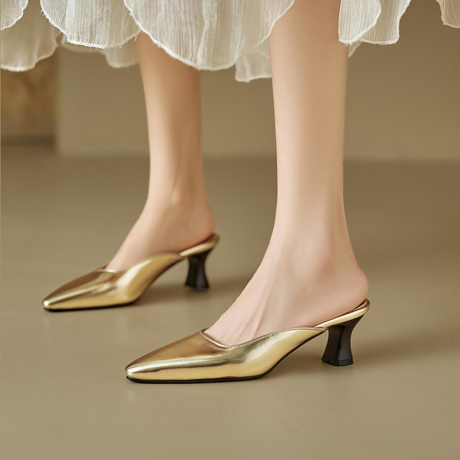 Scarpe Casual Donna Sabot Punta Stretta Tacco Décolleté | Perfetto Per Uso Quotidiano Appuntamenti E Feste, Altezza Comoda Uso Prolungato, Stile Minimalista Sfilato