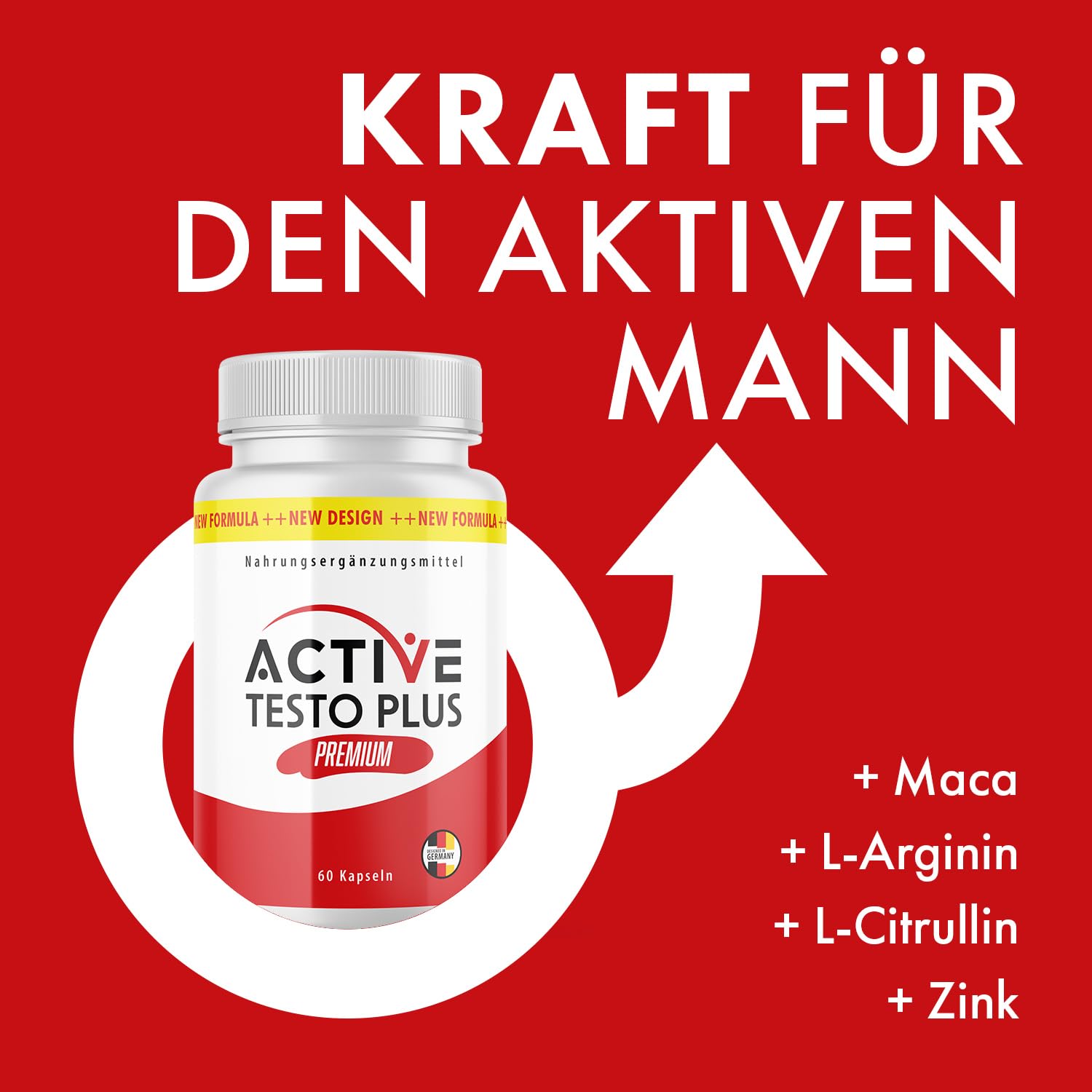 Active Testo Plus Premium Kapseln | Kraft für den aktiven Mann | Einfache Anwendung | Inhalt 60 Kapseln