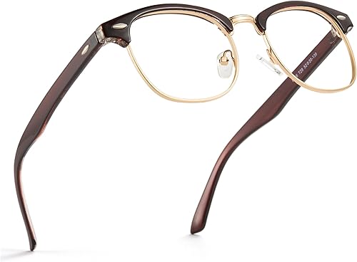 Cyxus Lentes de luz azul para hombre, retro, semirmares, transparentes, sin marco, para computadora, fatiga ocular, gafas de juegos, luz azul