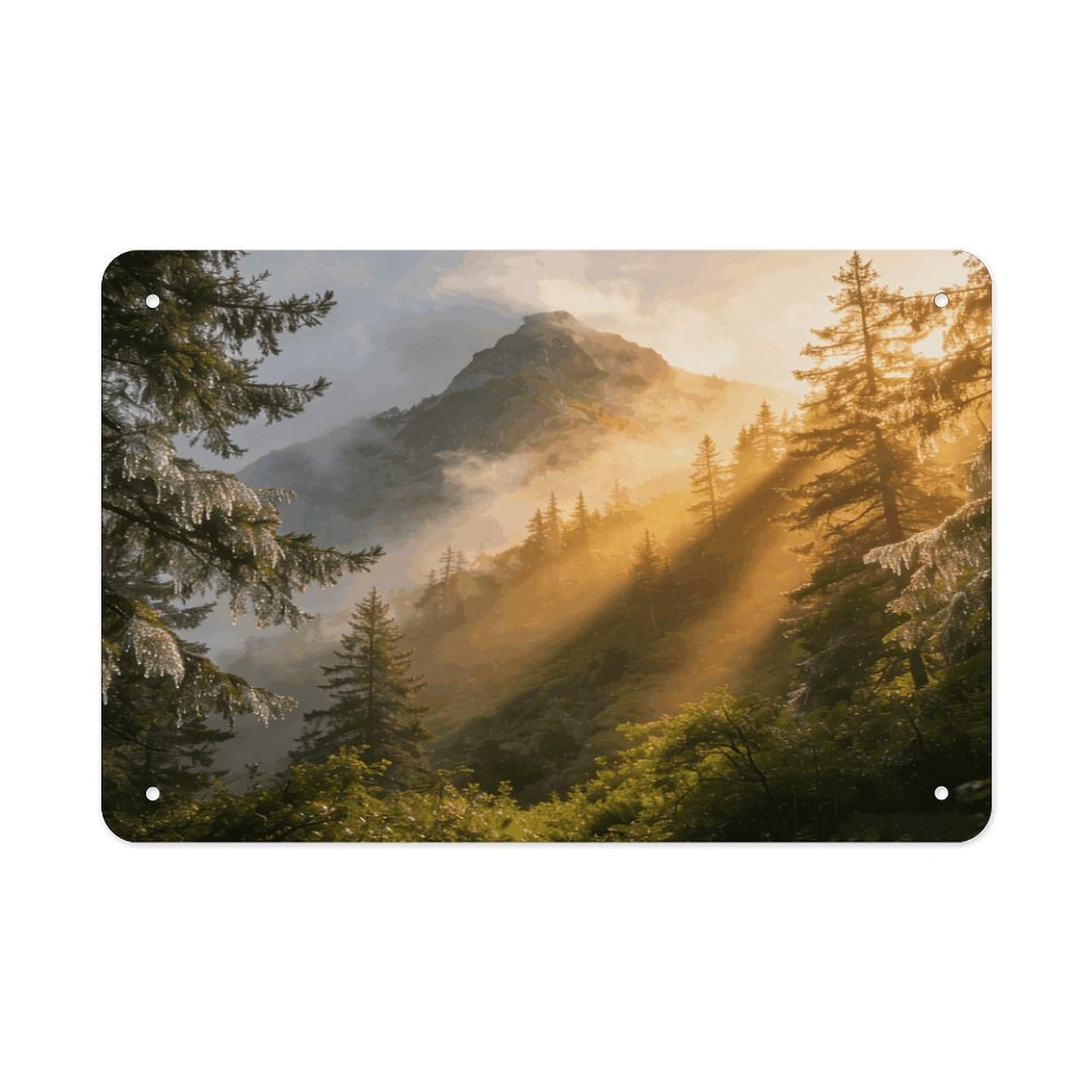 Fodpand Style Misty Forest Mountain Wall Art Metal Tin Signs Bar Metal Tin Sign Wall Decor For Home Living Room Bedroom Toilet Hotel Halloween Decor Gifts 7.9X 11.8 Inch