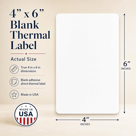 Direct Thermal Shipping Labels Pack of 500 4x6 Inch Thermal Labels Fanfold Whith Perforated and Strong Adhesive (Commercial Grade) (8 Stack)