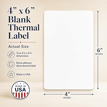 Direct Thermal Shipping Labels Pack of 500 4x6 Inch Thermal Labels Fanfold Whith Perforated and Strong Adhesive (Commercial Grade) (8 Stack)