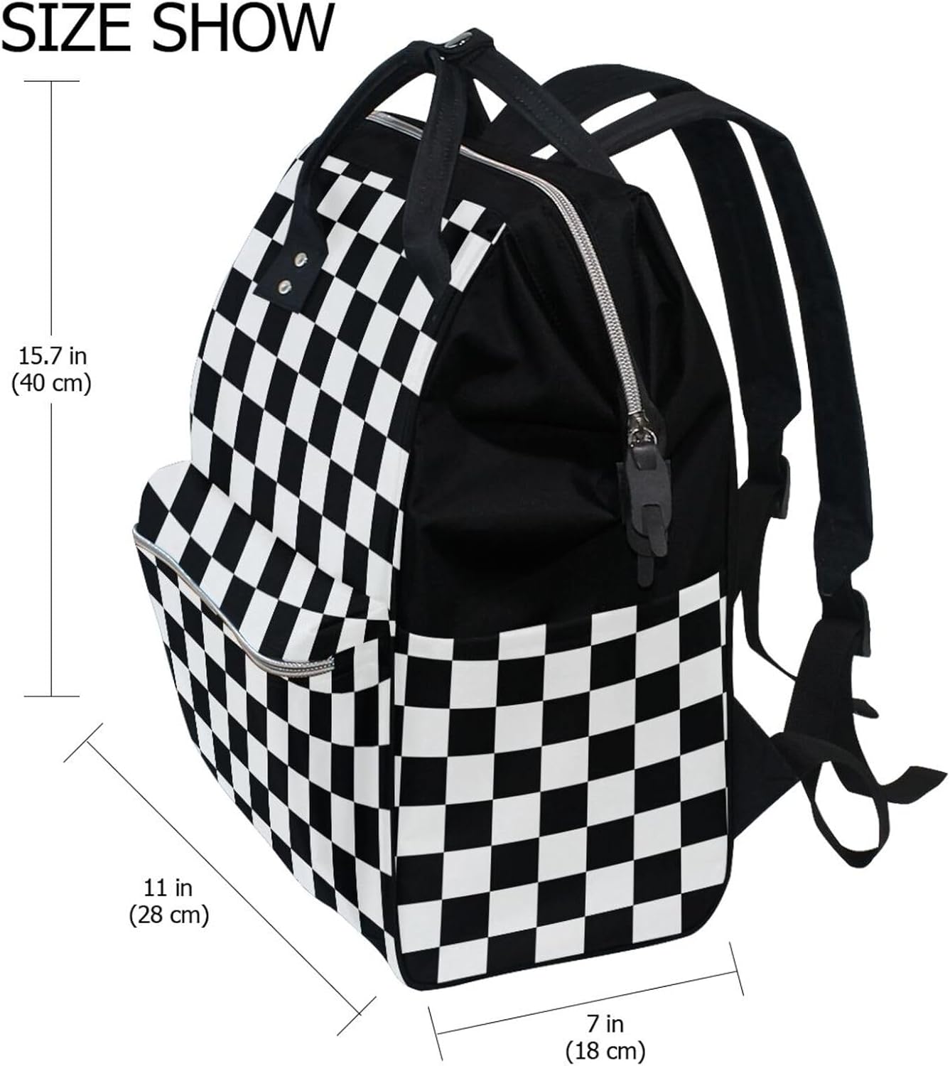 Large Capacity Baby Diaper Bag Waving Checkered Flag Car Racing Durable Multi Function Travel Backpack