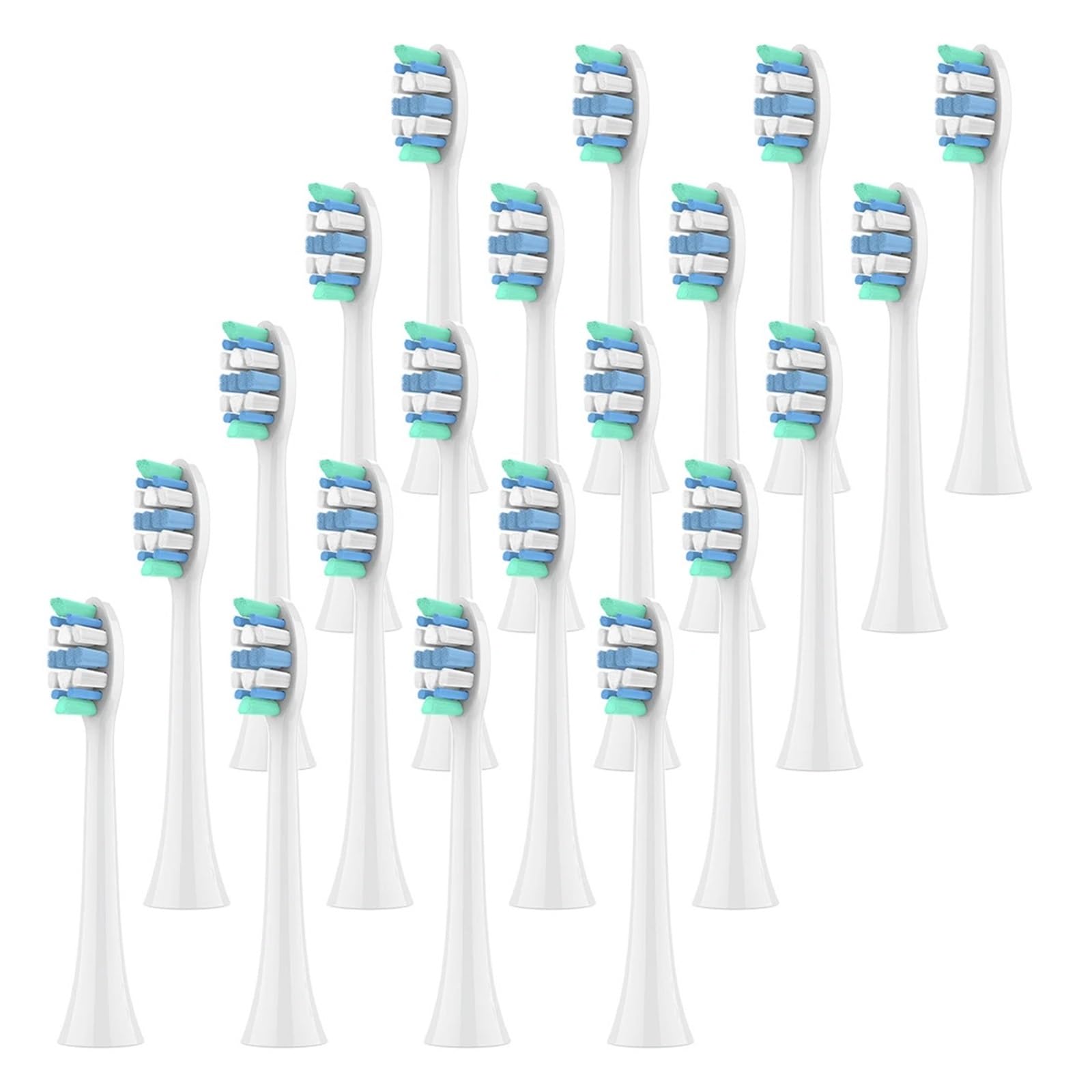 Cabezales, compatible con Philips, 1100 2100 C1 C2 | Recambio de cabezal para cepillo dental eléctrico, ABS, adultos(White-20 Pcs)