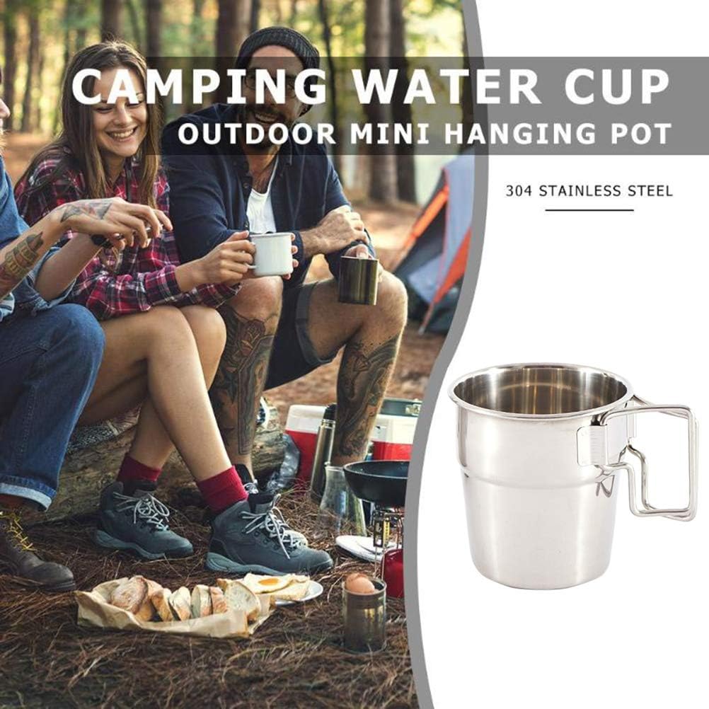 Doherty 4PCS Stackable Stainless Steel Camping Cups with Folding Handle Outdoor Travel Cup Set Camping Stackable Cups