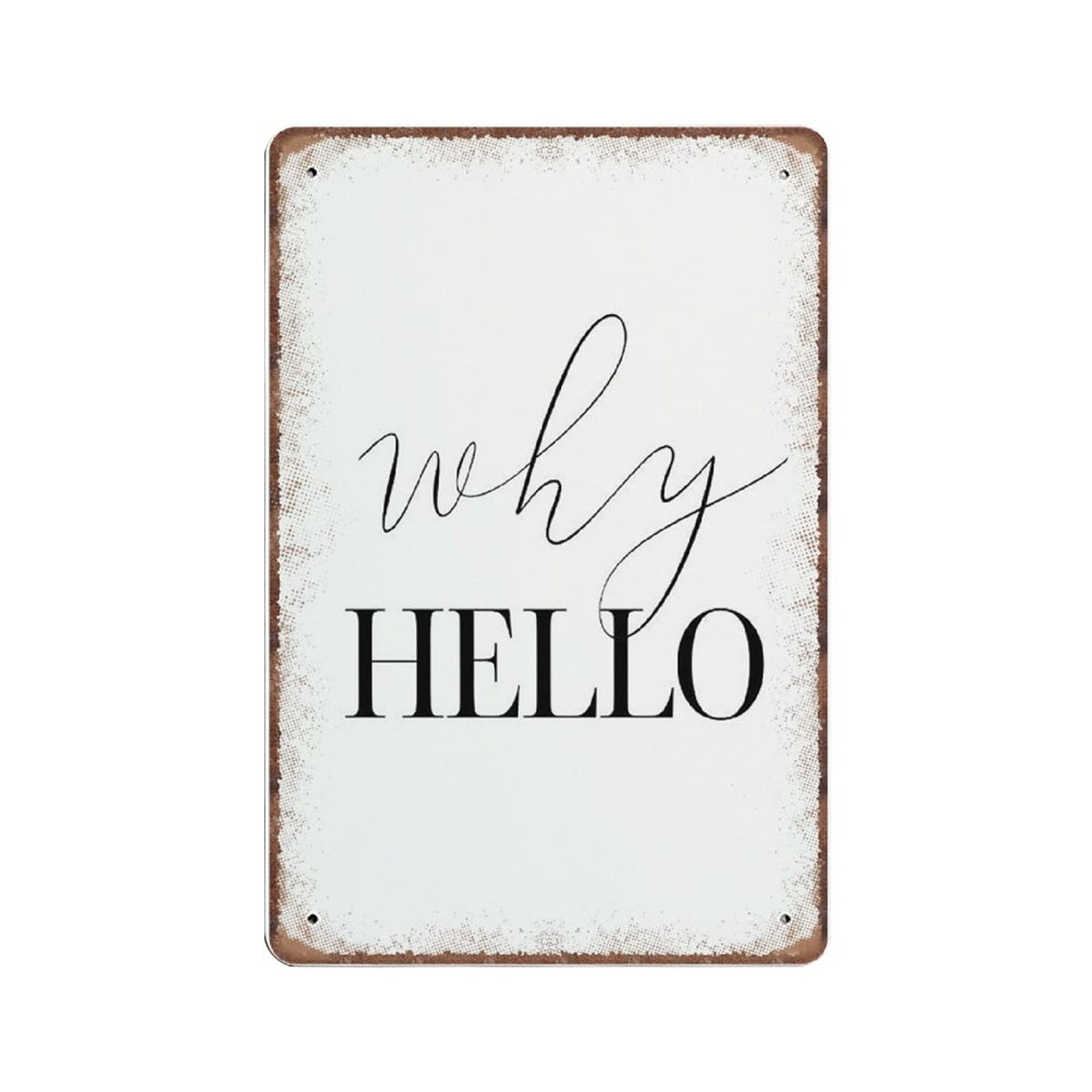 rayprint Why Hello Tin Signs, Inspirational Wall Art Funny Vintage Metal Sign Plaqu Poster Pub Bar Kitchen Garden Bathroom Home Decor, 20x30 cm