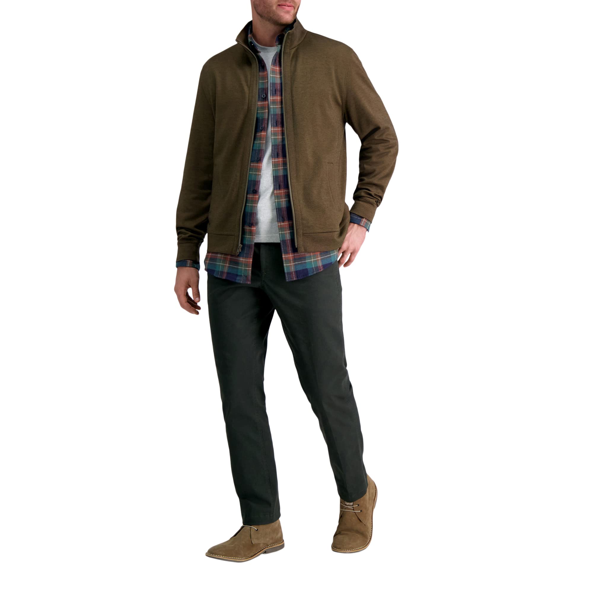 Haggar Camisa de Manga Larga Con Cremallera Camisa Hombre
