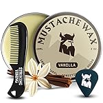 Striking Viking Mustache Wax Kit with Comb - 2 oz, Vanilla - Strong Hold Vanilla Mustache Wax & Anti-Static Comb for Precise Grooming - Non-Greasy Formula for Easy Beard Care