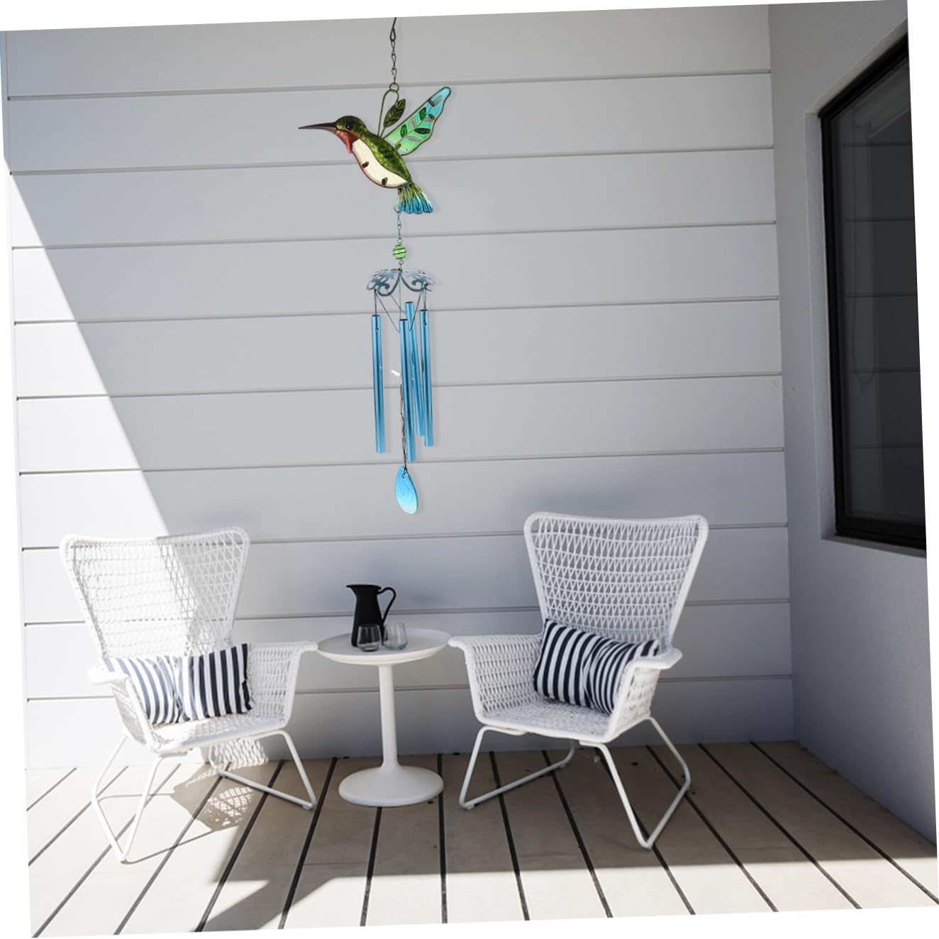 Toyvian Campane a Vento in Ferro e Vetro, 2 Pezzi, Decorazione Creativa da Appendere per Balcone e Esterno, Suono Piacevole, Libellula